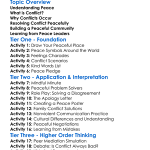 Peace And Conflict Resolution Worksheet Activity Booklet