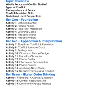 Peace And Conflict Studies Worksheet Activity Booklet
