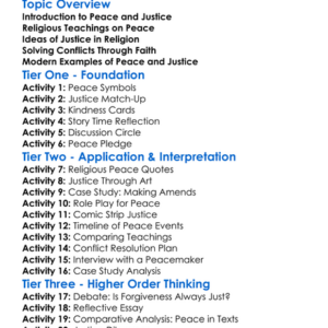 Peace And Justice In Religion Worksheet Activity Booklet