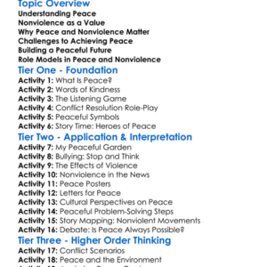 Peace And Nonviolence Worksheet Activity Booklet