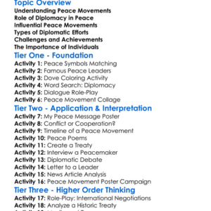 Peace Movements And Diplomacy Worksheet Activity Booklet