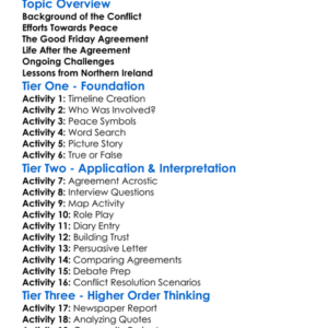Peace Processes In Northern Ireland Worksheet Activity Booklet