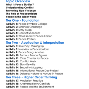 Peace Studies Worksheet Activity Booklet