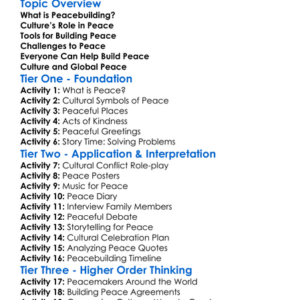 Peacebuilding In Culture Worksheet Activity Booklet