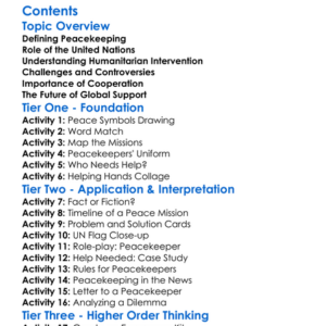Peacekeeping And Humanitarian Intervention Worksheet Activity Booklet