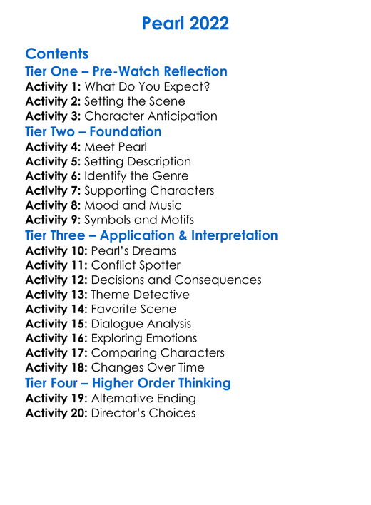 Pearl 2022 Worksheet Activity Booklet
