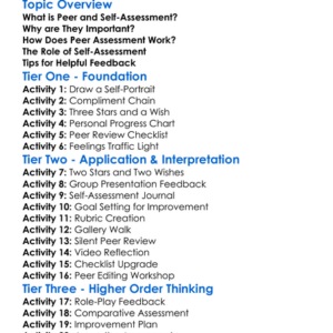 Peer And Self-Assessment Worksheet Activity Booklet