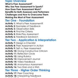 Peer Assessment In Sports Worksheet Activity Booklet