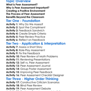 Peer Assessment Worksheet Activity Booklet