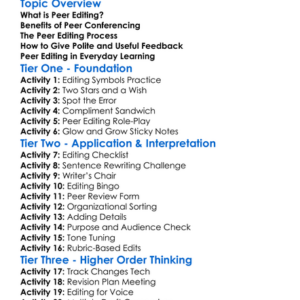 Peer Editing And Conferencing Worksheet Activity Booklet