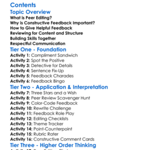 Peer Editing And Constructive Feedback Worksheet Activity Booklet