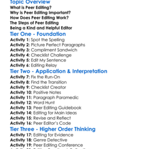 Peer Editing Worksheet Activity Booklet