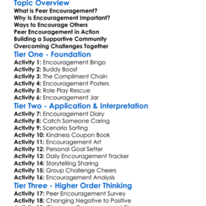 Peer Encouragement Worksheet Activity Booklet