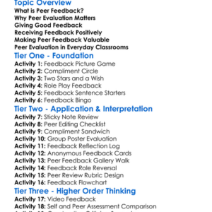 Peer Feedback And Evaluation Worksheet Activity Booklet