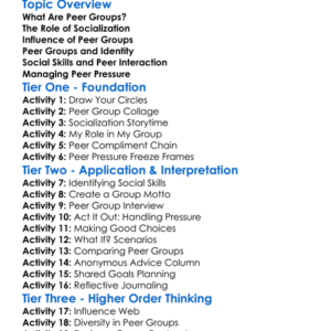 Peer Groups And Socialization Worksheet Activity Booklet