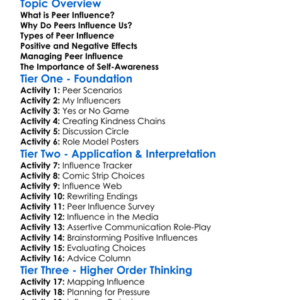 Peer Influence Worksheet Activity Booklet