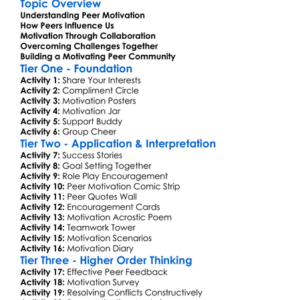 Peer Motivation Worksheet Activity Booklet