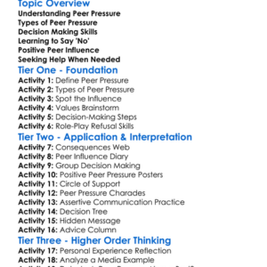 Peer Pressure And Decision Making Worksheet Activity Booklet