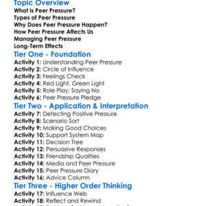 Peer Pressure Management Worksheet Activity Booklet