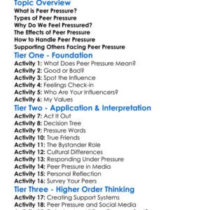 Peer Pressure Worksheet Activity Booklet