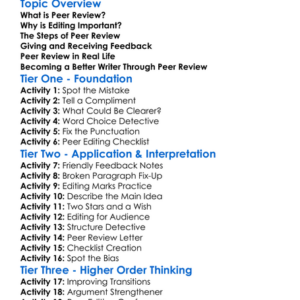 Peer Review And Editing Worksheet Activity Booklet