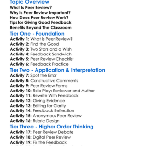 Peer Review Worksheet Activity Booklet