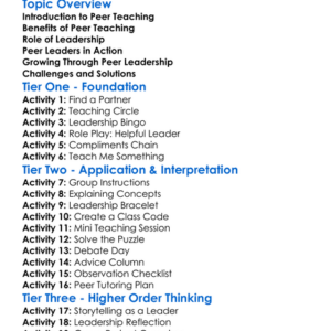 Peer Teaching And Leadership Worksheet Activity Booklet