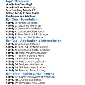 Peer Teaching In Pe Worksheet Activity Booklet