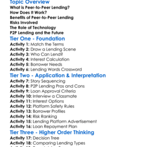 Peer-To-Peer Lending Worksheet Activity Booklet
