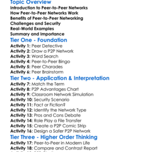 Peer-To-Peer Networks Worksheet Activity Booklet