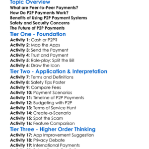 Peer-To-Peer Payments Worksheet Activity Booklet