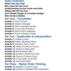 Pen Tool Mastery Worksheet Activity Booklet