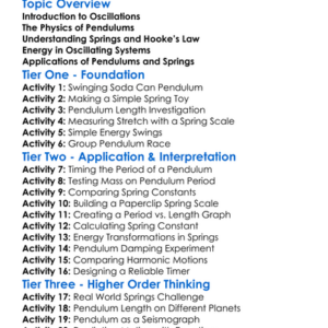 Pendulums And Springs Worksheet Activity Booklet