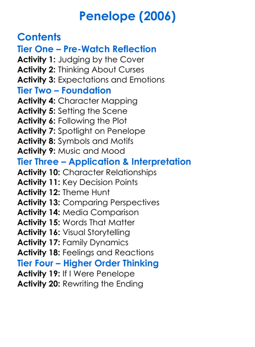 Penelope 2006 Worksheet Activity Booklet