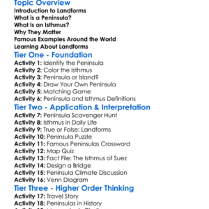 Peninsulas And Isthmuses Worksheet Activity Booklet