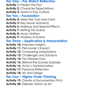 Pennywise The Story Of It 2021 Worksheet Activity Booklet