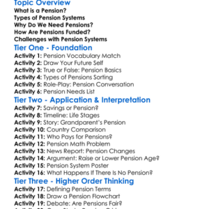 Pension Systems Worksheet Activity Booklet
