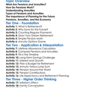 Pensions And Annuities Worksheet Activity Booklet