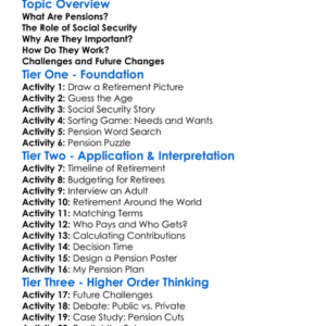 Pensions And Social Security Worksheet Activity Booklet