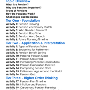 Pensions Worksheet Activity Booklet