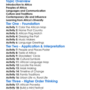 Peoples And Cultures Of Africa Worksheet Activity Booklet