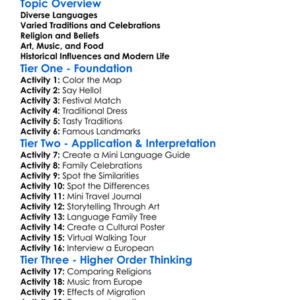 Peoples And Cultures Of Europe Worksheet Activity Booklet