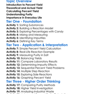 Percent Yield And Purity Worksheet Activity Booklet