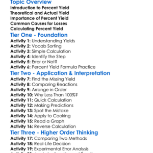 Percent Yield Worksheet Activity Booklet