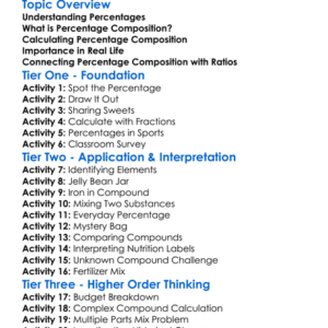 Percentage Composition Worksheet Activity Booklet