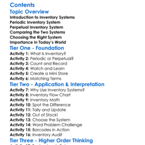 Periodic And Perpetual Inventory Systems Worksheet Activity Booklet