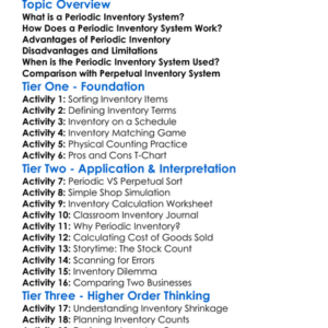 Periodic Inventory System Worksheet Activity Booklet