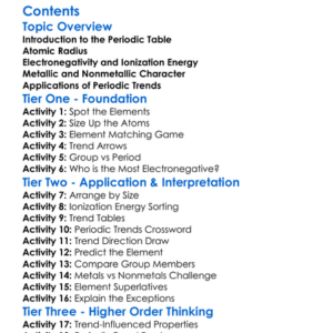 Periodic Trends Atomic Radius Electronegativity Etc Worksheet Activity Booklet