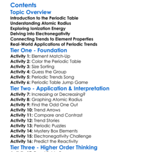 Periodic Trends Atomic Radius Ionization Energy Electronegativity Worksheet Activity Booklet