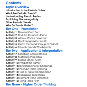 Periodic Trends Eg Electronegativity Atomic Radius Worksheet Activity Booklet